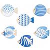 UNICRAFTALE 6 Pezzi Pesce di Legno Decorazione da Parete Spiaggia Arte della Costa Decorazione Nautica da Spiaggia Decorazione da Bagno Scultura da Parete Blu Scultura a Pesce da Appendere per Casa