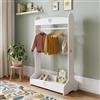 [en.casa] Appendiabiti da Terra per Cameretta 126x73x43 cm Bianco | Guardaroba Aperto per Bambini con Barra Asta Appendiabiti, 2 Scomparti Vani a Giorno, Vestiti, Scarpe, Giocattoli