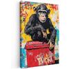 MuchoWow© Quadro Camera Da Letto Quadri Soggiorno Decorazione Parete Quadri | 80x120 cm - Moderni Su Tela Stampe Foto Con Cornice Quadretti Poster Casa Graffiti - Scimmia - Arte di strada - Animali