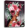 Printerland Quadro Moderno Donna con Fiori Quadri moderni soggiorno da Parete XXL grande Stampa su tela Canvas Decorazione Murale muro Arredo Camera da letto Cucina (30x50 cm, 5)