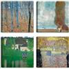 LuxHomeDecor Set di 4 quadri 30x30 cm - stampa su tela con telaio in legno stile paesaggistico decorativo - Gustav Klimt