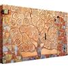 Wallazz Quadri Moderni Soggiorno Riproduzione Quadri famosi su tela - 100% Made in Italy - Gustav Klimt L'Alberto della Vita - Quadro Camera da Letto - Qualità Artigianale - 70x140cm