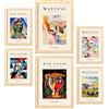 Nacnic Set di 6 poster di Picasso e Matisse. L'ultimo secolo. Stampe fauvismo e surrealismo per interior design e decorazione. A3 & A4, cornici color legno.