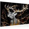 Runa Art Cervo Quadri Soggiorno Grande Oro nero Animali 120 x 80 cm 3 Pezzi Decorazione Murale 042431a