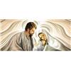 Lupia - Quadro moderno sacra famiglia Canvas World NATIVITY BROWN 45x100 cm, Stampa su Tela, Telaio in Fibra di Legno, quadro capezzale camera da letto o per soggiorno ufficio
