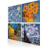 decomonkey Quadri Moderni Soggiorno Set Astrazione Fiori, 4 pezzi, 30x30 cm | Tela strutturata su telaio in legno, decorazione per camera da letto e ufficio, notte, Quadro Stampa su Tela