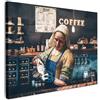 MuchoWow© Quadri Camera Da Letto Stampe Da Parete Quadro Su Tela Moderni | 80x60 cm - Decorazioni Murali Soggiorno Foto Quadretti Cucina Ingresso AstrattiArte - Barista - Caffè