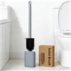 Generic Set di spazzola per WC in silicone e supporto, testina flessibile per WC con silicone, manico lungo, montaggio a parete con base anti-perdita rimovibile, setole morbide per pulizia profonda del bagno