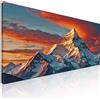 CheQuadro! Quadro montagne al tramonto xxl, sole che illumina la vetta, montagne innevate, paesaggi montagne, Tramonto che illumina maestose cime innevate mow34-150x60 cm
