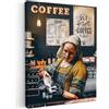 MuchoWow© Quadri Camera Da Letto Stampe Da Parete Quadro Su Tela Moderni | 60x80 cm - Decorazioni Murali Soggiorno Foto Quadretti Cucina Ingresso AstrattiArte - Barista - Caffè