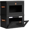 DIMJ Scatole Portaoggetti con Coperchio - Set di 2 In Tessuto Pieghevoli, con Finestra Trasparente, 42 x 30 x 28 cm, per Armadio, Vestiti, Cameretta dei Bambini, Nero