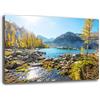 Printerland Quadri Moderni PAESAGGIO MONTAGNA Alba Fiume Quadro moderno da Parete XXL grande Stampa su tela Canvas Decorazione Murale muro Soggiorno Arredo Camera da letto Cucina (30x50 cm, 17)