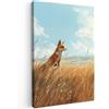 MuchoWow© Quadri Moderni Camera Da Letto Foto Quadro Con Cornice | 20x30 cm - Decorazioni Parete Soggiorno Stampa Su Tela Moderna Casa Salotto Poster Volpe - Erba - Nuvole - Arancione