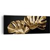 ARTTOR Moderno Quadro su Tela 140x50 cm Stampe da Parete Botanica - 4735 | Foglie Mostruoso D'oro Quadro Decorativo XXL 1 pezzo Soggiorno Camera da Letto Arte da Parete Decorazione da Parete ARTTOR