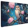 MuchoWow© Quadri Moderni Soggiorno su Tela Quadro Canvas Foto Dipinti | 60x40 cm - Camera da Letto Decorazioni Pareti Gufo - Rose - Blu - Fiori