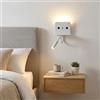 B·LED BARCELONA LED Barcellona - Applique LED da parete Branco com Braço Articolato 3 W + Luce Ambiente 6 W USB, Luce di Leitura Piccola Stile Classico Moderno Retrô Luxo Interno