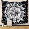 Generic Arazzo mandala bianco e nero da appendere alla parete geometrico Boho Decor per camera da letto sala meditazione arte artistica minimalista