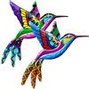 GIEEU 2 PCS Decorazione artistica da parete in metallo concolibrì,Oiseaux décoration murale, Sculture di colibrì in ferro battuto Ornamenti colorati per la casa, il giardino, il patio