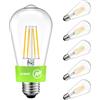 LVWIT Lampadine LED E27, Lampadine Filamento Classe A Ultra Efficiente, Luce Calda 2700k, 3.8W Equivalenti a 60W, 806LM, Edison ST64 Vintage, 93% Risparmio Energetico, Non Dimmerabile, 6 Pezzi