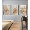 LYBOHO Calligrafia Araba Islamica su Tela, Dipinto con Sfondo Marmo Allah Immagini Islamiche Poster Decorativo, Senza Cornice (Islam - Oro 2, 3PCS-40x60cm)