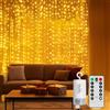 RJEDL Tenda con Catena di Luci LED, 6x3m 600 LED 4AA Batteria Tenda Luminosa Impermeabile Con Telecomando, 8 Modalità Tenda Luminosa Esterno Patio Gazebo Festa San Valentino