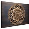 MuchoWow© Quadri Astratti su Tela Foto Quadro Moderno Soggiorno Canvas | 120x80 cm - Decorazioni Camera da Letto Mandala - Legno - Fiori - Marrone