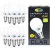 CLAR - Lampadina LED E14 6W Sfera, Luce Fredda 6000K, Senza Fili, Piccola (Pack 10)