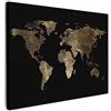 MuchoWow© Quadro Camera Da Letto Quadri Soggiorno Decorazione Parete Quadri | 70x50 cm - Moderni Su Tela Stampe Foto Con Cornice Quadretti PosterMappa del mondo - Oro - Nero - Terra - Mappamondo