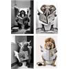 YILANJIN Poster Decorativo, 4 Pezzi Poster Estetico Vintage con Simpatico Animale, Carino giornale Animale Parete Arte in Bianco e Nero, Decorazione da Parete per Bagno, Casa, Toilette (21×30 cm)