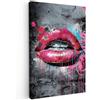 MuchoWow© Stampe Su Tela Quadro Soggiorno Quadri Camera Da Letto Moderni | 80x120 cm - Accessori Salotto Poster Da Parete Con Cornice Decorazione Muro Labbra - Rosa Acceso - Graffiti - Pennellate