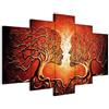 murando - Quadri Moderni per Soggiorno, Alberi Amore, 150x75 cm | Chiodi Inclusi, 5 Pezzi, Quadro Moderno, Pannelli Decorativi per Pareti, Decorazione da Parete, Resistenti Allo Sbiadimento