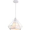 STOEX Lampada a Sospensione Plafoniera Design Moderno Diamante Industriale Metallo Minimalismo Piramide Gabbia di Uccelli Ferro per Ristorante Bar Sala(Bianco)