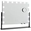 Flamingueo Specchio Trucco con Luci - 15 LED - 3 Modi di Luce - Intensità Regolabile - Controllo Tattile - Caricatore Wireless per Cellulari - Specchio Ingranditore Incluso - Nero - 64x12x54,5cm