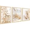 HALFLEMART 3Pcs Stampa su Tela Con Cornice Beige Dente di Leone Erba di Pampa Pittura Quadri su Tela Poster Quadri Moderni Soggiorno Camera da Letto Casa Decorazioni 90x40cm(12x16x3pcs) (Senza Plexiglass)
