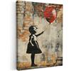 MuchoWow© Quadri Astratti su Tela Foto Quadro Moderno Soggiorno Canvas | 50x70 cm - Decorazioni Camera da Letto Graffiti - Banksy - Ragazza - Arte di strada