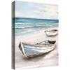 HALFLEMART Barca Blu Bianco Mare Quadri Moderni Quadro Moderno Stampa su Tela Con Cornice Spiaggia sabbiosa Immagini Costiera Pittura Quadri su tela Quadretti da Parete Soggiorno Camera da Letto 40x60cm