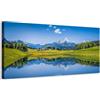 Generico Panorama con montagne innevate e lago riflettente - Quadro stampa su tela con telaio in legno - 80x40 cm