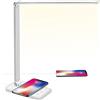 BIENSER Lampada da Scrivania a LED, 10W Ricarica Wireless & Ricarica USB, 10 Luminosità × 5 Colori, Dimmerabile, Protezione degli occhi, Controllo Touch, Funzione di Memoria, 30/60 Min Timer Auto, 20W