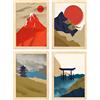Nacnic Set di 4 poster giapponesi Templi. Stampe e illustrazioni con estetica orientale. Design e decorazione d'interni. A4 con cornice in legno.