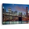 ARTTOR Moderno Quadro su Tela 70x50 cm Stampe da Parete Architettura Città - 0512 | New York Ponte di Brooklyn Notte Quadro Decorativo 1 pezzo Soggiorno Arte da Parete Decorazione da Parete ARTTOR