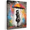 MuchoWow© Stampe Su Tela Quadro Soggiorno Quadri Camera Da Letto Moderni | 50x70 cm - Accessori Salotto Poster Da Parete Con Cornice DecorazioneRagazza - Arte - Ombrello - Graffiti - Colori - Muro