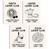 Mojoliving Poster da Caffè, Immagine da Parete per la Cucina e Soggiorno, Poster Estetico Vintage (Food Lover Club, 4 x A4, Senza Cornice)