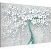 Runa Art Fiore Quadri Soggiorno Grande Turchese Bianco Albero Astratto 120 x 80 cm 3 Pezzi Decorazione Murale 039731b