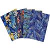 aufodara 5 Pezzi Tessuto in Cotone 50x50 cm, Stoffa Stile Giapponese, Tessuti effetto dorato Patchwork Cucito Quilting, Brillante Stoffe per Hobby Creativi (Blu)