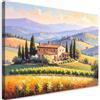 Feeby Quadri Camera Da Letto - Stampa su Tela - Quadro Moderno Soggiorno - Toscana Paesaggio Casa sulla collina - 120x80 cm - Decorazione Da Parete