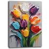 Printerland Quadro Moderno Soggiorno FIORI TULIPANI Arancio Celeste Astratto Quadri moderni da Parete XXL grande Stampa su tela Canvas Decorazione Murale muro Arredo Camera da letto Cucina (15, 30x40 cm)