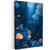 MuchoWow© Quadri Con Cornice Decorazione Quadri Per Camera Da Letto | 40x60 cm - Quadretti Da Parete Moderni Quadro Moderno Soggiorno Grande Foto Su Tela Barriera Corallina - Pesci - Oceano - Blu