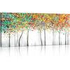 FajerminArt Grande Stampa su Tela Con Cornice Astratto Colorato Albero Quadri Moderni Albero in fiore Immagine pittura su tela soggiorno camera da letto ristorante Decorazione Murale 120x50cm
