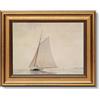 ARPEOTCY Cornice Dorata Vintage per Parete Soggiorno, Decorazione da Parete con Barca a Vela, Immagini su Tela per Soggiorno e Camera da Letto, Barca a Vela Bianca 25L x 20L cm