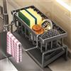Generic Portaspugna Caddy per Lavello da Cucina - Organizzatore per Sapone in Acciaio Inox con Vassoio di Scarico Automatico, Supporto da Banco per Lavello o Bagno, Accessori per Spazi Piccoli, Grigio